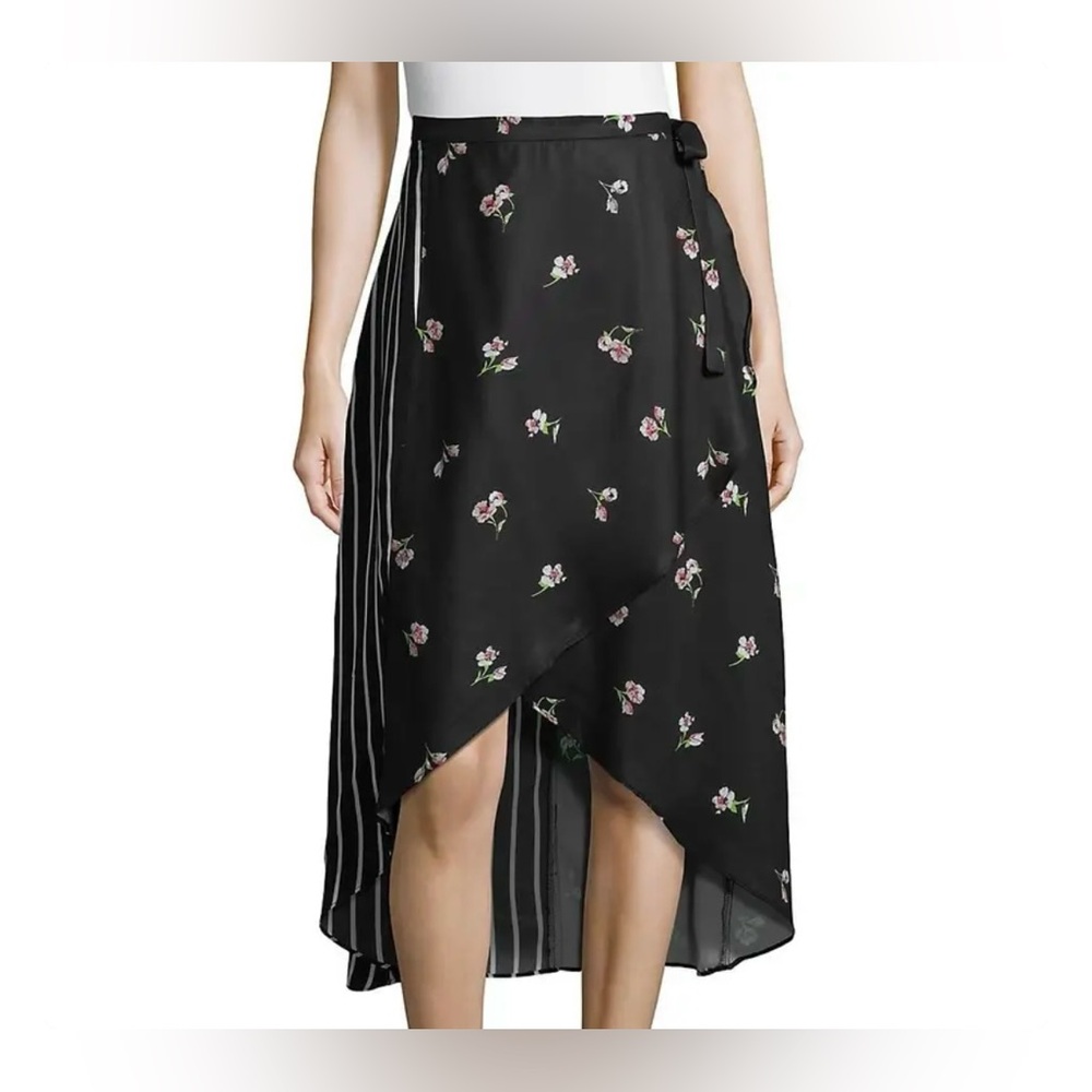 Lord & Taylor Design Lab Women’s L  Skirt Asymmetric Mixed Print Midi High Low